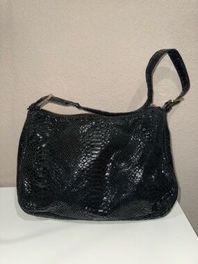 Michael Kors Black Snake-Embossed Shoulder Bag